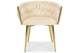 Krzesło glamour welurowe plecione ROSA - beżowe